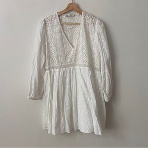 Zara white lace babydoll dress